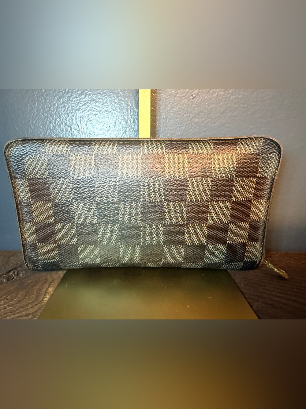 Louis Vuitton Brown Damier Ebene Checkered Zip-Around Wallet